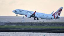 Un volo Virgin Australia in decollo dall'aeroporto internazionale di Sydney a marzo.