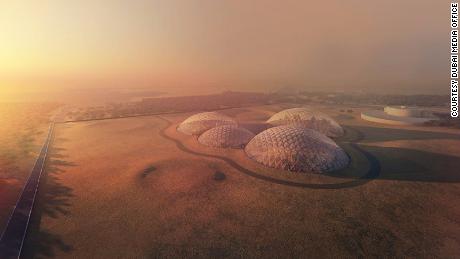Come parte dei piani per costruire una colonia su Marte entro il 2117, gli Emirati Arabi Uniti hanno dichiarato che costruirà Mars Science City, come mostrato in questo rendering, nel deserto fuori Dubai. 