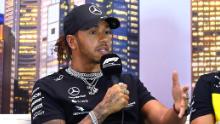Hamilton parla ai media in una conferenza stampa prima del Gran Premio di Melbourne.