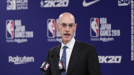 Silver speaks during a press conference prior to the preseason game between Houston Rockets and Toronto Raptors in Saitama, Japan.