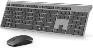 tastiera silenziosa con protezione antipolvere in silicone per PC/laptop/Smart TV ultra sottile e compatta tastiera wireless con mouse Seenda senza fili ricaricabile + 2,4 G grigio