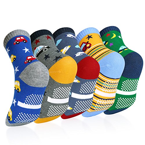 12 paia di calzini adesivi antiscivolo per bambini da 1 a 10 anni Calzini antiscivolo per bambini