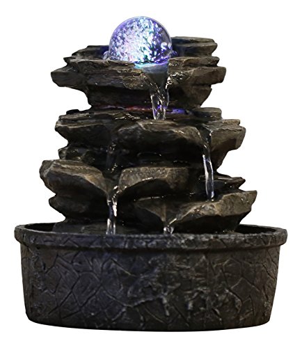 tipi:2 FDKJOK Fontana da tavolo con luci a LED 3 rocce impilate per interni cascata Feng Shui Zen cascata acqua calmante suono aura meditazione fontana per la stanza di relax