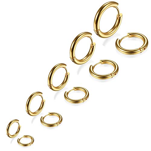Cupimatch 6 coppie in acciaio INOX argento semplice grande anello incernierato orecchini a cerchio set regalo per donne ragazze
